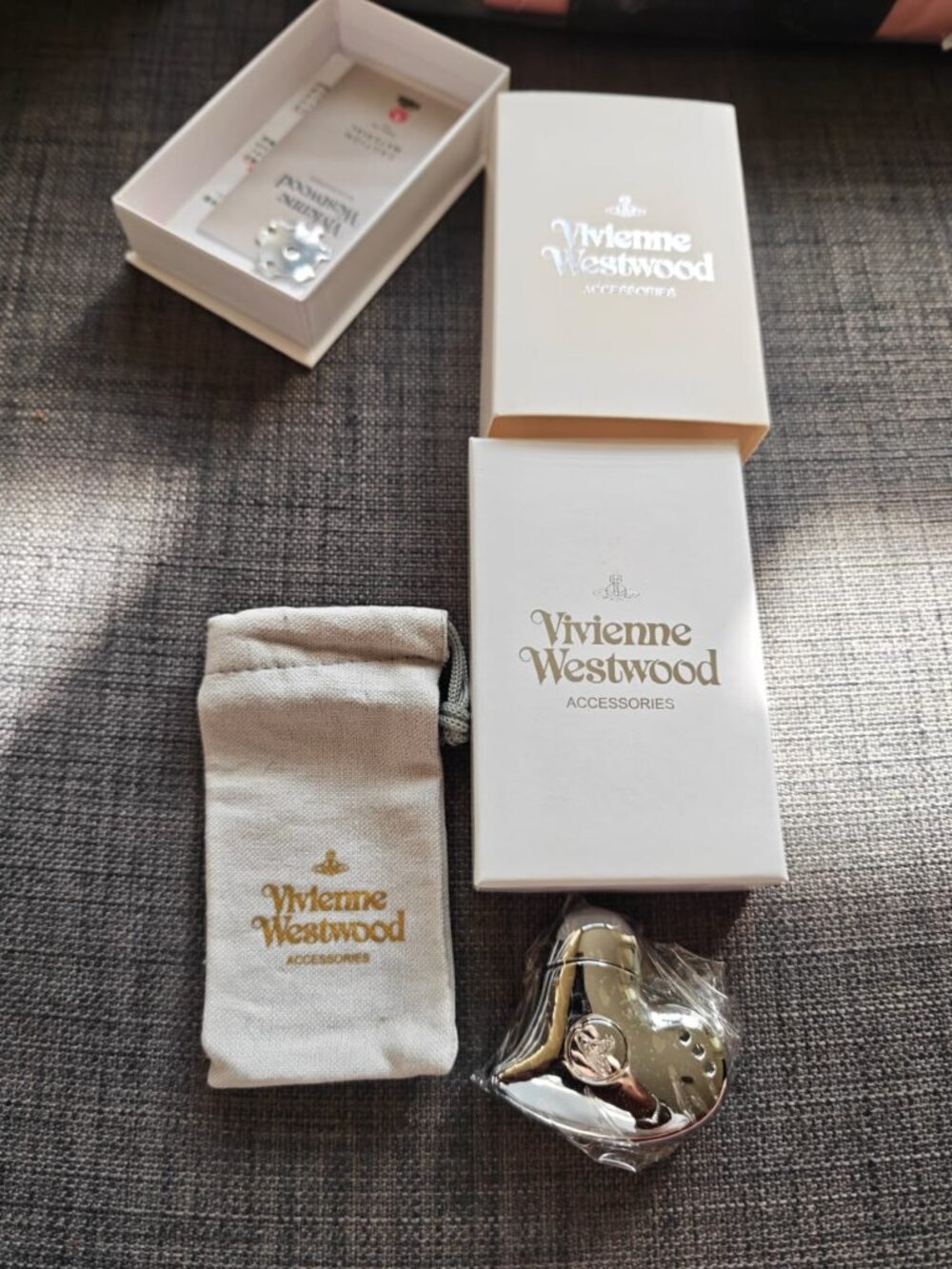 Vivienne Westwood Heart Shape Gas Lighter Orb Silver With Shop Bag